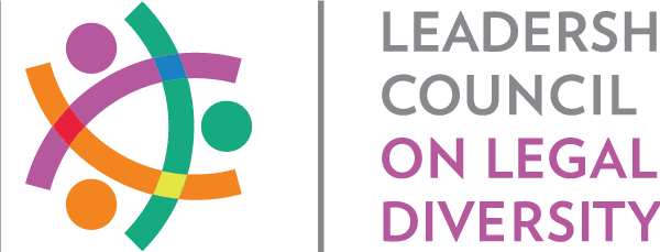 The graphic shows a multicolored logo for Leadership Council on Legal Diversity with the word "MEMBER" on the left side.