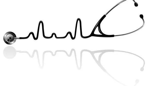 A stethoscope is displayed with the tubing forming the shape of a heartbeat on an electrocardiogram.