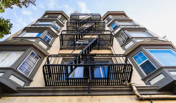 View of fire-escapes from below