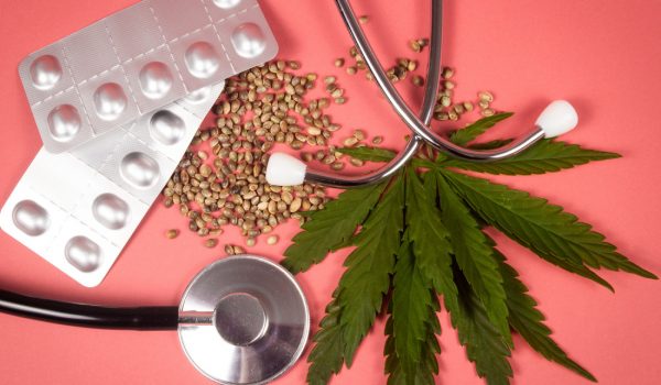 Medical Marijuana plant stethescope and seeds