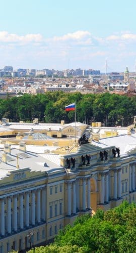 Aerial shot of the senate and synod building in st petersburg russia