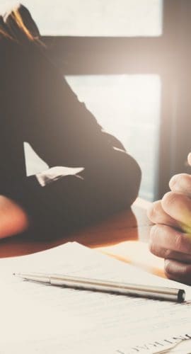 Customer service good cooperation, Consultation between a Businessman and Male lawyer or judge consult having team meeting with client, Law and Legal services concept.