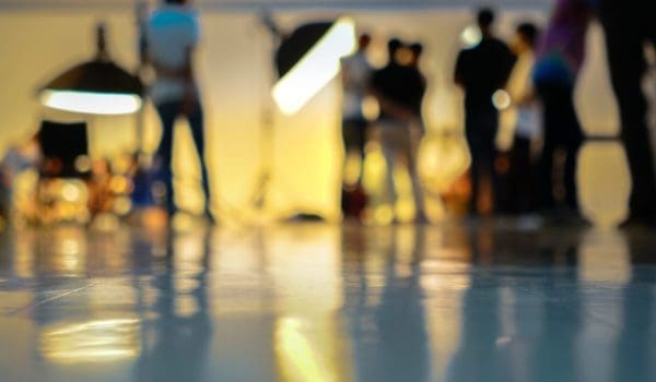 Blurry image in studio working advertising with strobe flash or studio flash.