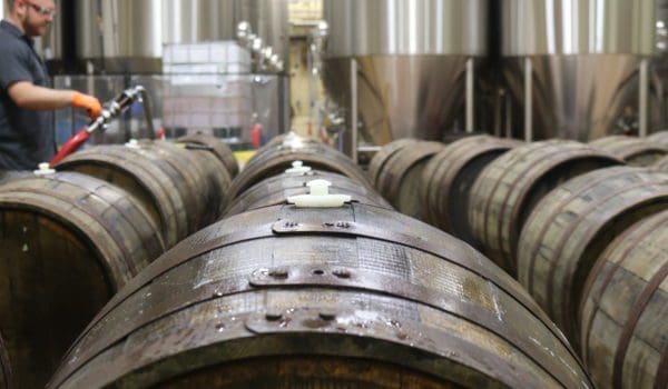 Brown wooden barrel lot