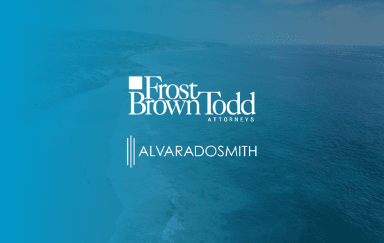 FBT Alvarado Smith lock up logo on blue background