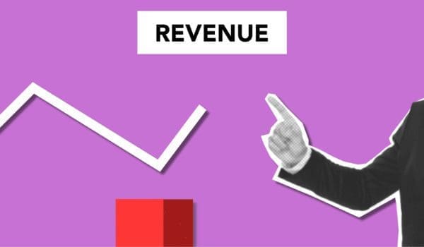 Cutout paper composition of businessman showing graph of revenue