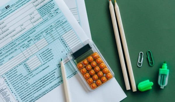 Tax documents on the table