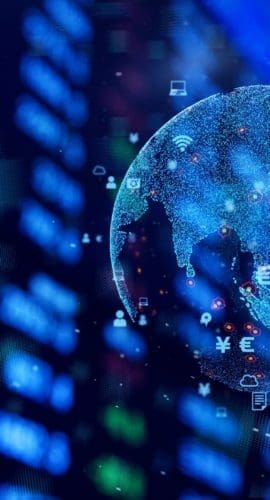 Global economy and technology concept. Fintech Financial technology.