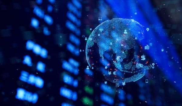 Global economy and technology concept. Fintech Financial technology.