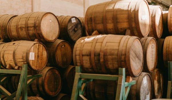 Tequila aging in barrels