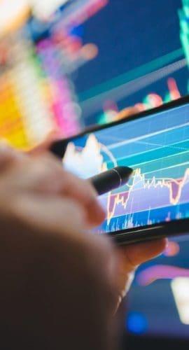 Stock market chart on a mobile device