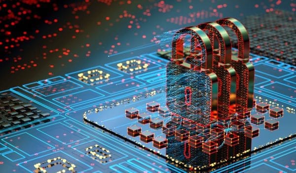 Digital background depicting innovative technologies in security systems, data protection Internet technologies