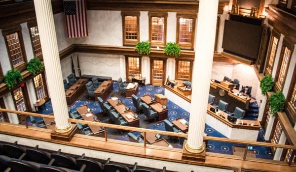 Inside the indiana state house in indianapolis modern architectural design photography 4k aesthetic wallpaper background