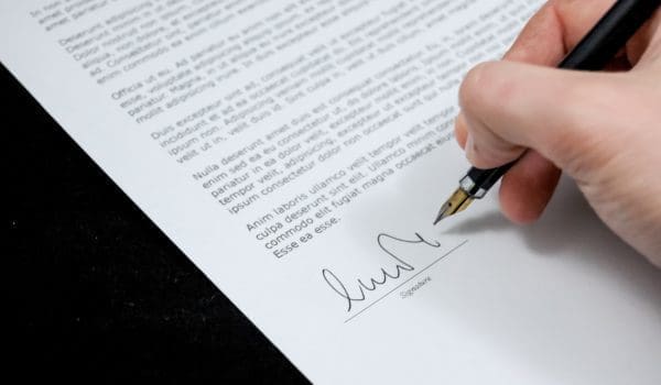 Sign pen business document