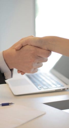 Person in black suit hired an employee
