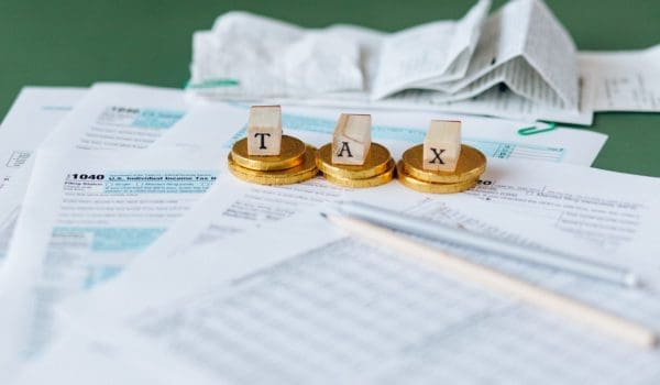 Tax documents on the table