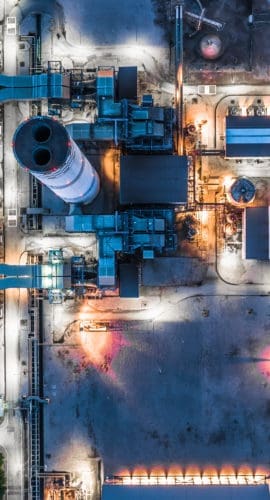 Aerial view power plant, Combined cycle power plant electricity generating station industry.
