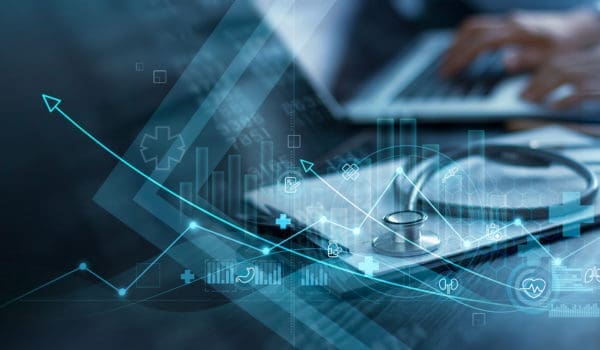 Healthcare business graph and data of Medical business growth, 
Businessman analyzing data and growth chart, investment, financial and banking, Medical business report on global network.
