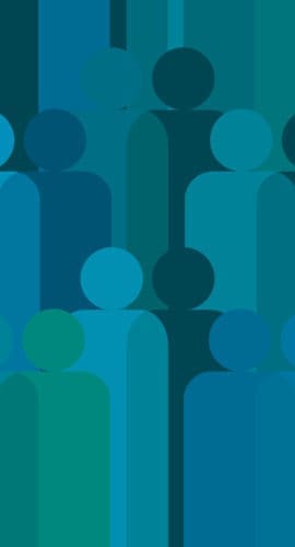 Blue silhouette of a crowd of people