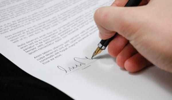 Sign pen business document