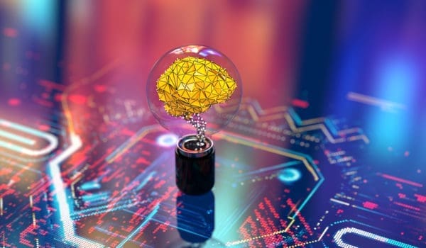 Digital background depicting innovative technologies in (AI) artificial systems, neural interfaces and internet machine learning technologies