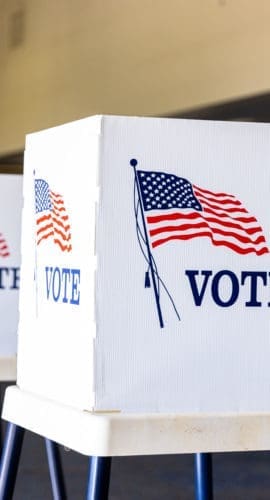 empty voting booth on election day