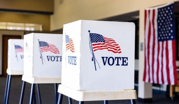 empty voting booth on election day