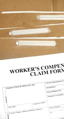 Workers Compensation Claim form on files complaint for work injury