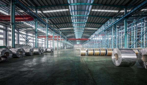 Packed coils of steel sheet in a plant, china.