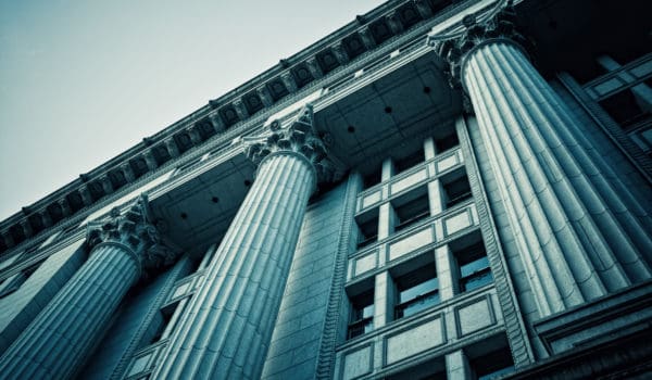 architectural column details on a bank/justice type building in japan, hibiya-jinza area - tokyo